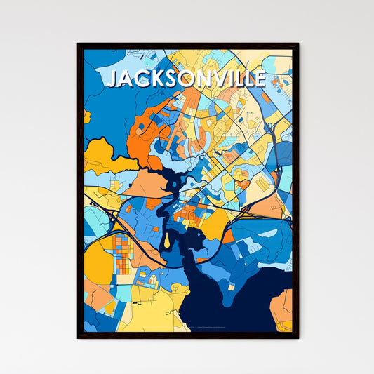 JACKSONVILLE NORTH CAROLINA Vibrant Colorful Art Map Poster Blue Orange