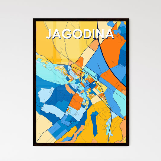 JAGODINA SERBIA Vibrant Colorful Art Map Poster Blue Orange