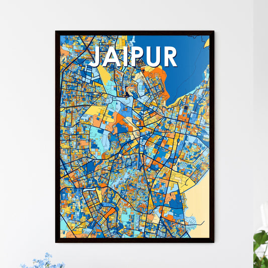 JAIPUR INDIA Vibrant Colorful Art Map Poster Blue Orange