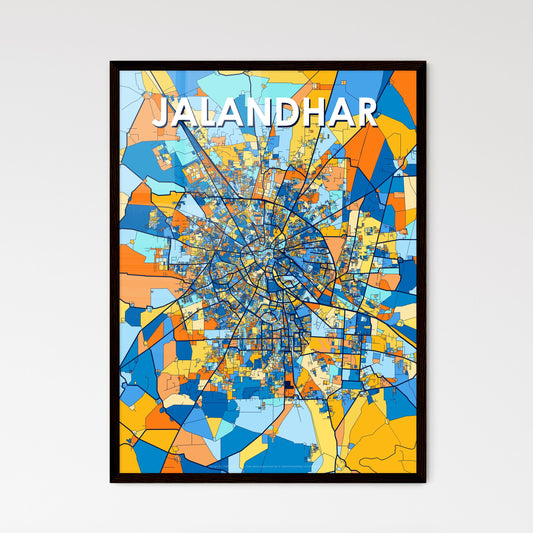 JALANDHAR INDIA Vibrant Colorful Art Map Poster Blue Orange