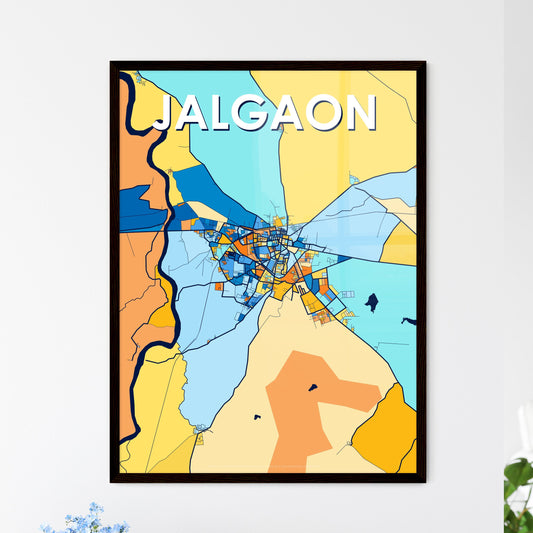 JALGAON INDIA Vibrant Colorful Art Map Poster Blue Orange