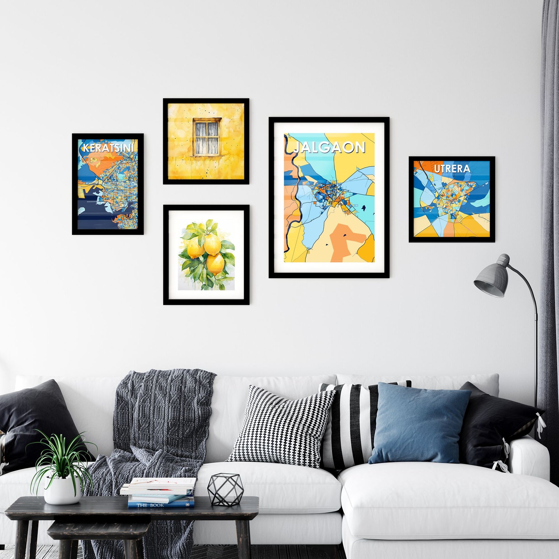 JALGAON INDIA Vibrant Colorful Art Map Poster Blue Orange