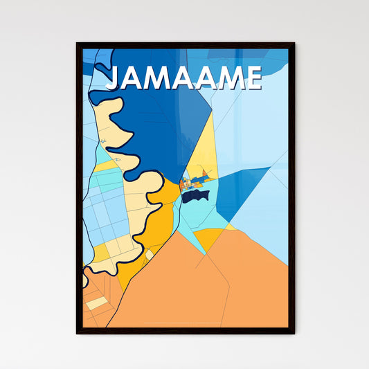 JAMAAME SOMALIA Vibrant Colorful Art Map Poster Blue Orange