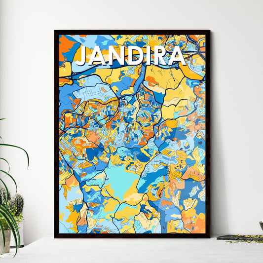 JANDIRA BRAZIL Vibrant Colorful Art Map Poster Blue Orange