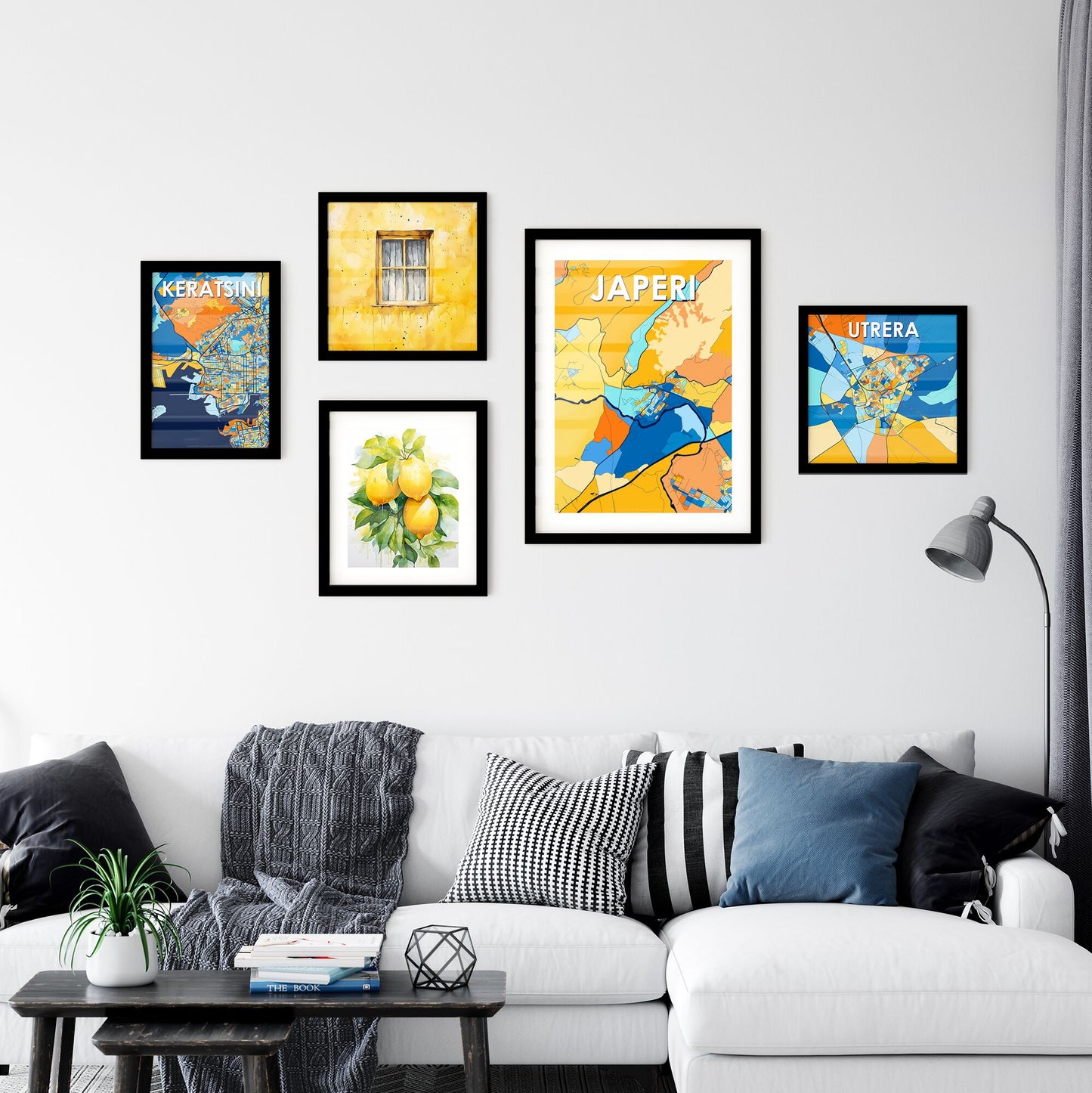 JAPERI BRAZIL Vibrant Colorful Art Map Poster Blue Orange