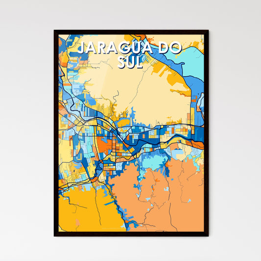 JARAGUA DO SUL BRAZIL Vibrant Colorful Art Map Poster Blue Orange