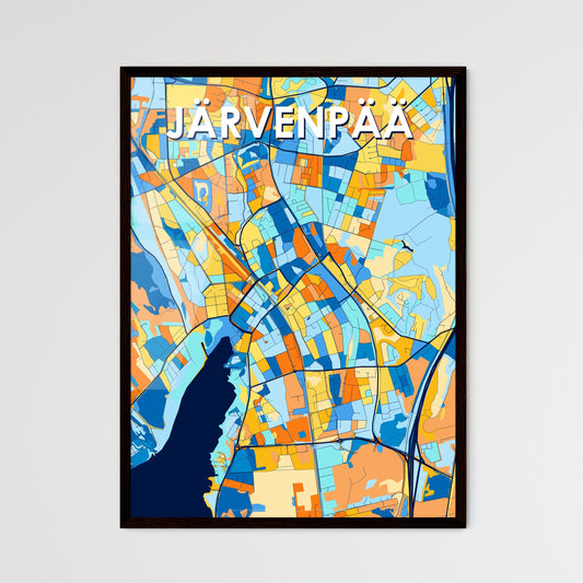 JÄRVENPÄÄ FINLAND Vibrant Colorful Art Map Poster Blue Orange