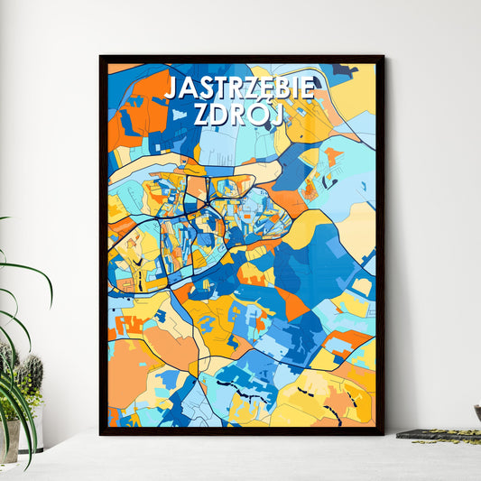 JASTRZĘBIE ZDRÓJ POLAND Vibrant Colorful Art Map Poster Blue Orange