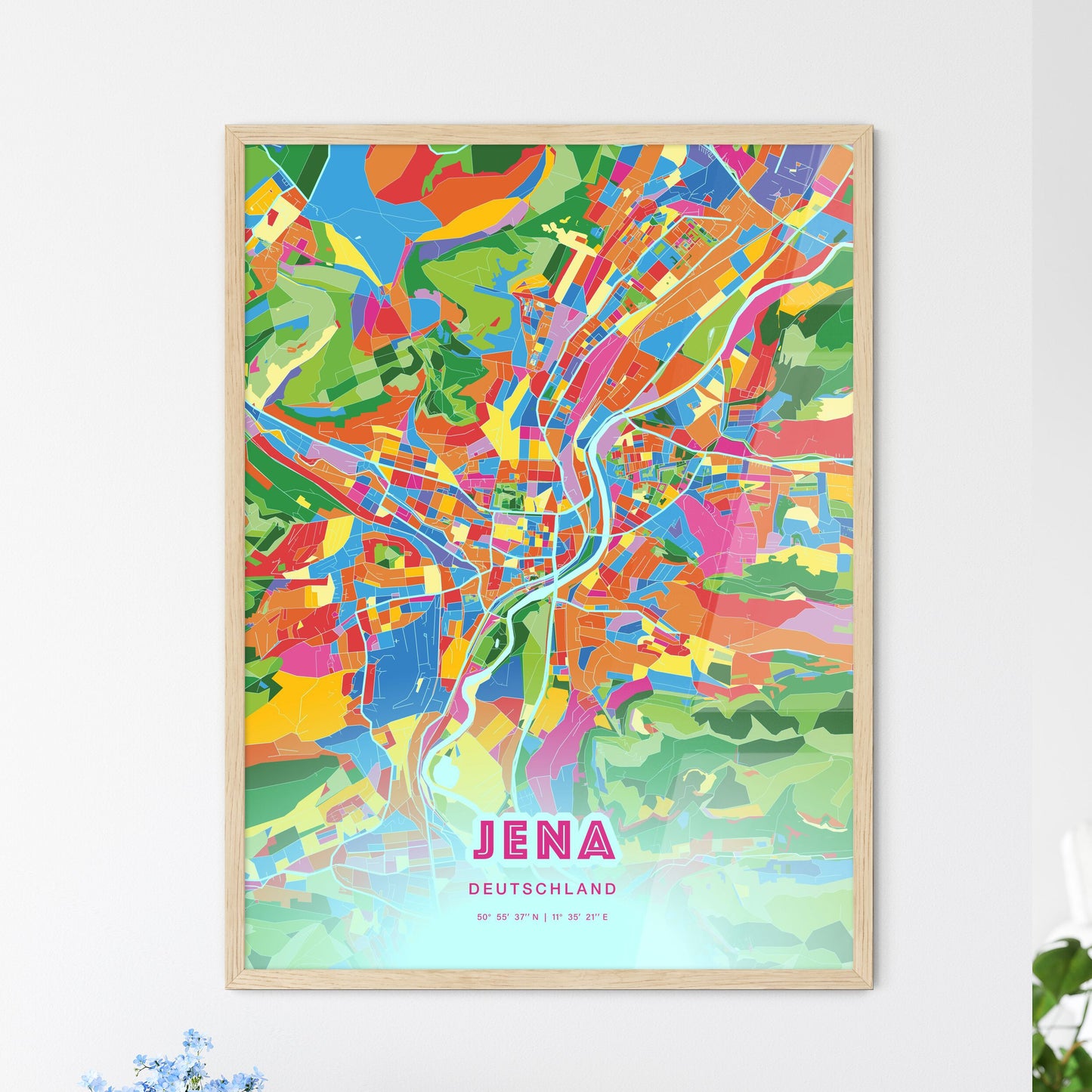 Colorful Jena Germany Fine Art Map Crazy Colors