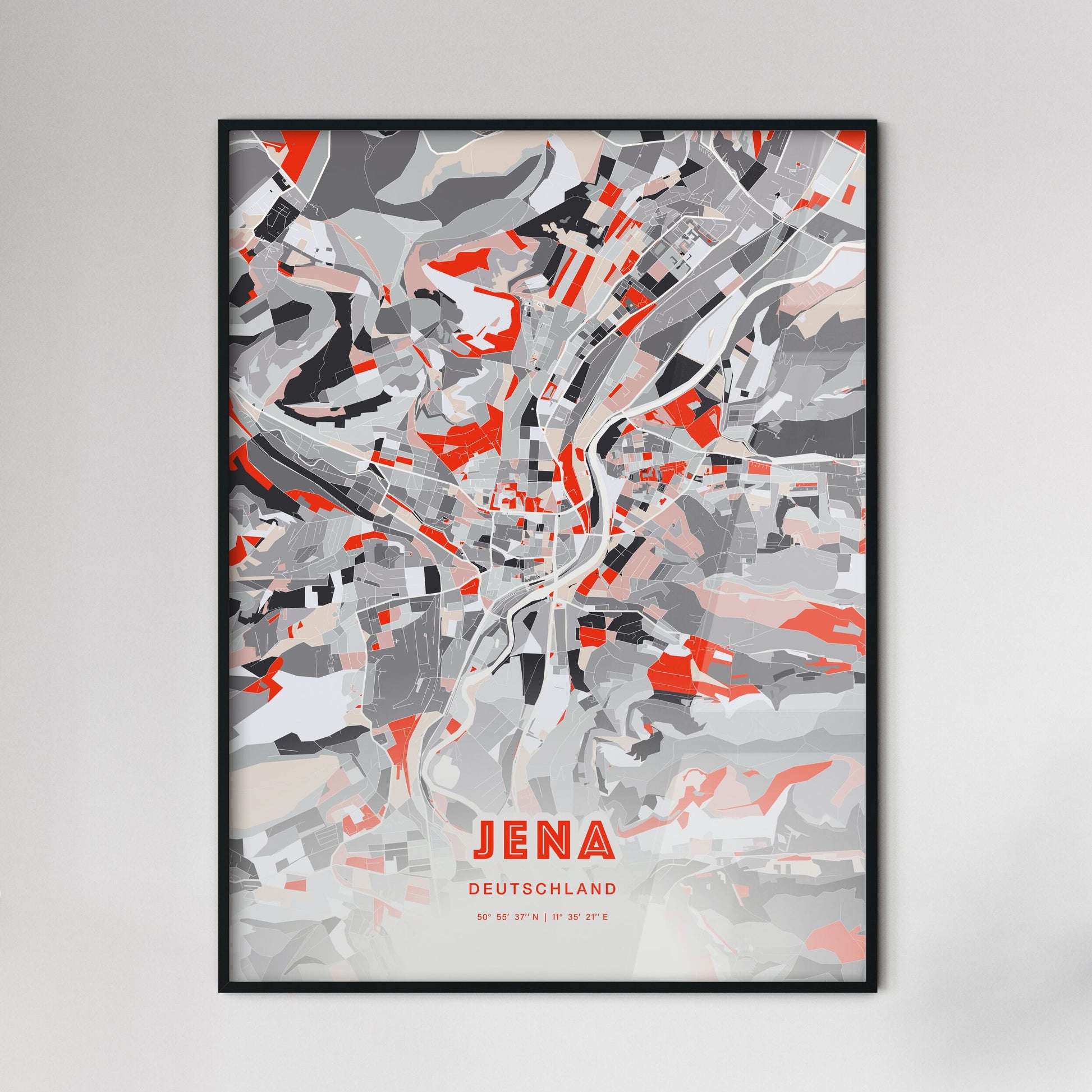 Colorful Jena Germany Fine Art Map Modern Expressive