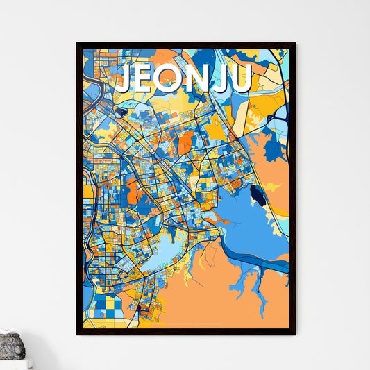 JEONJU SOUTH KOREA Vibrant Colorful Art Map Poster Blue Orange