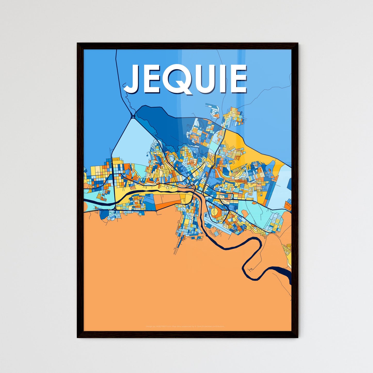 JEQUIE BRAZIL Vibrant Colorful Art Map Poster Blue Orange