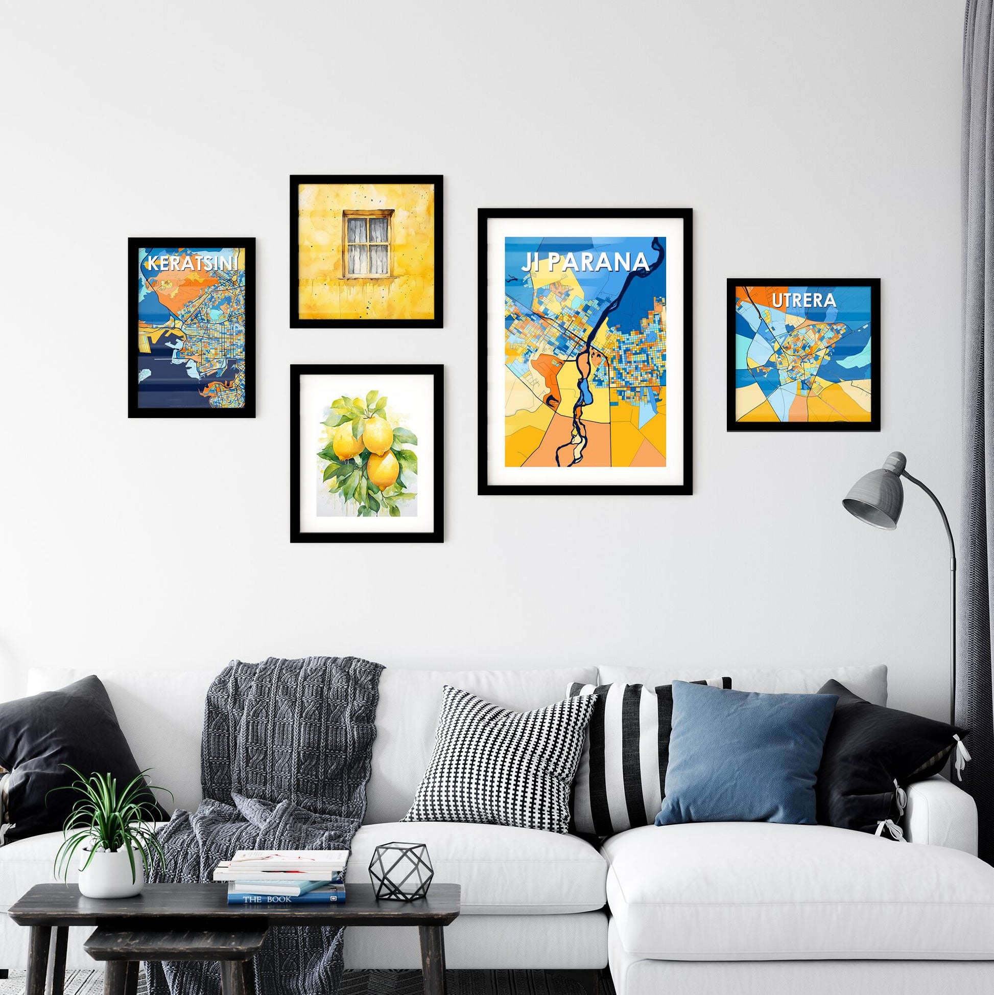 JI PARANA BRAZIL Vibrant Colorful Art Map Poster Blue Orange