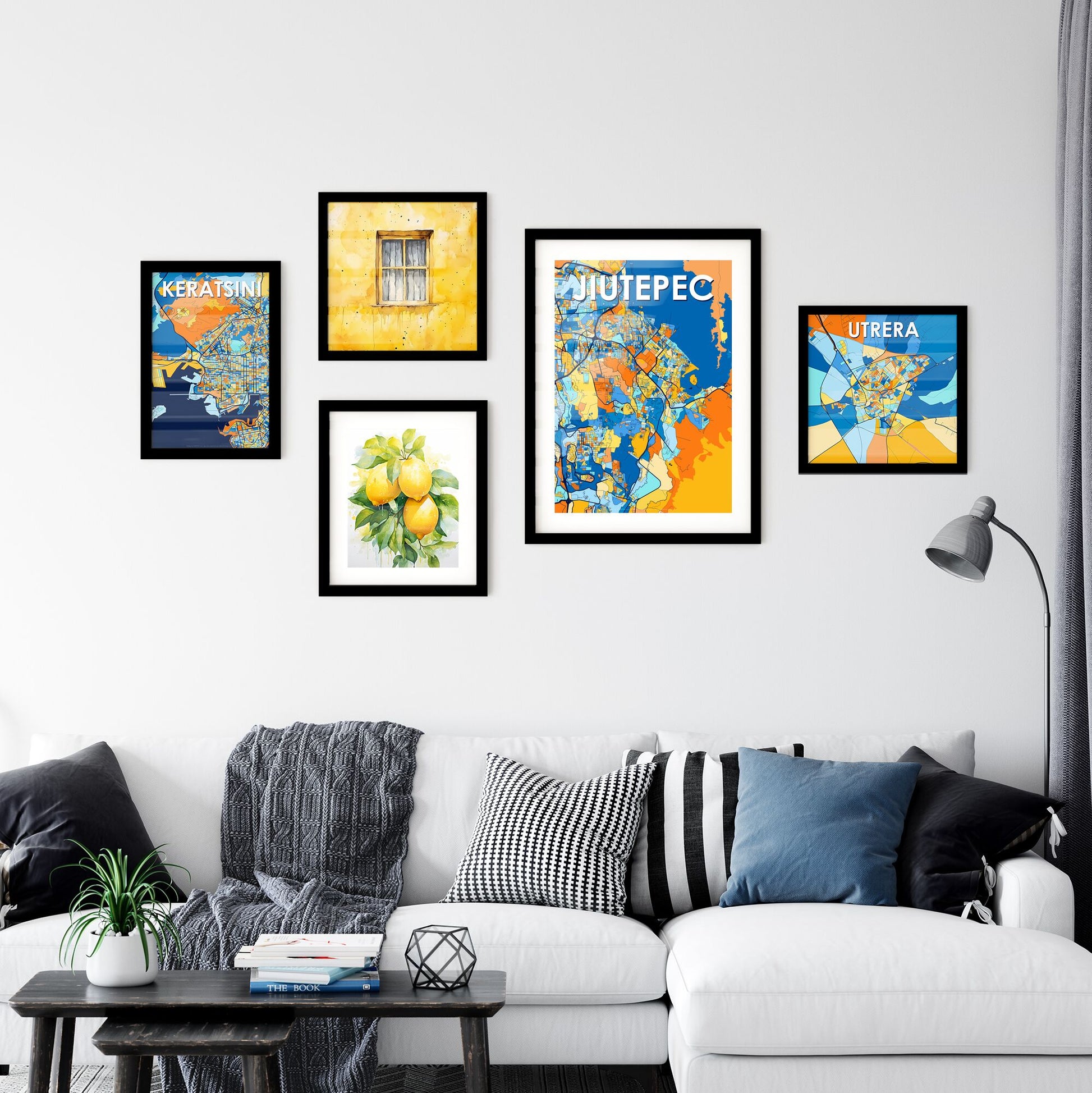JIUTEPEC MEXICO Vibrant Colorful Art Map Poster Blue Orange