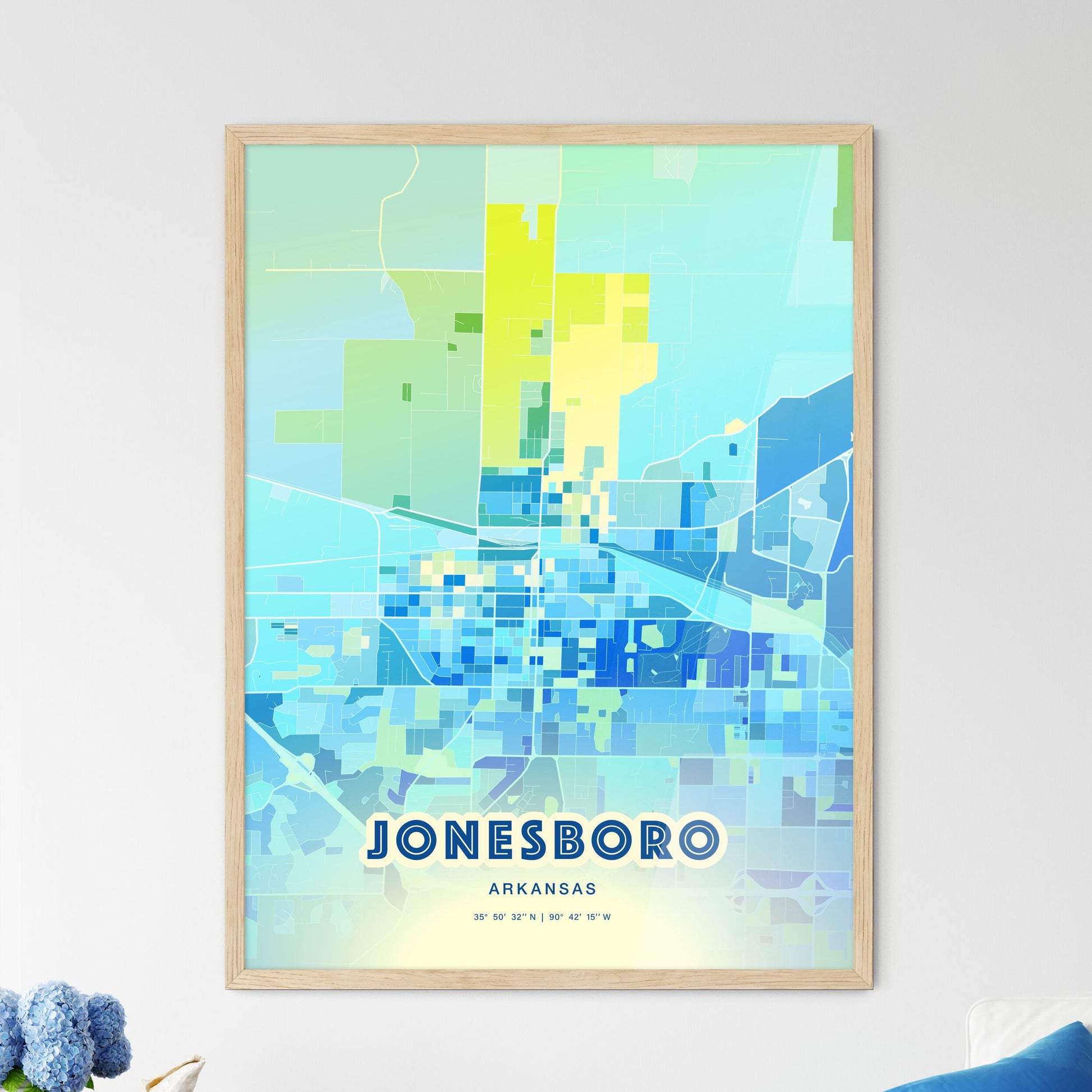 Colorful Jonesboro Arkansas Fine Art Map Cool Blue