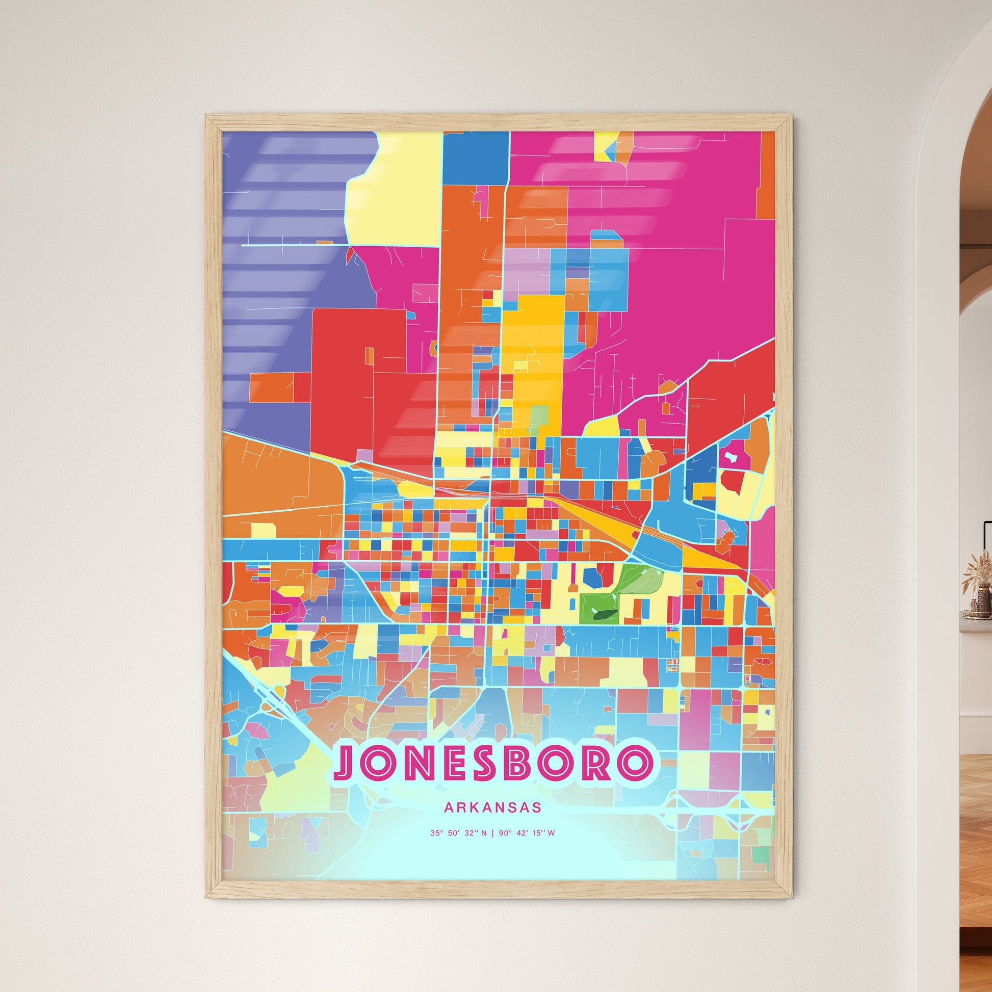 Colorful Jonesboro Arkansas Fine Art Map Crazy Colors