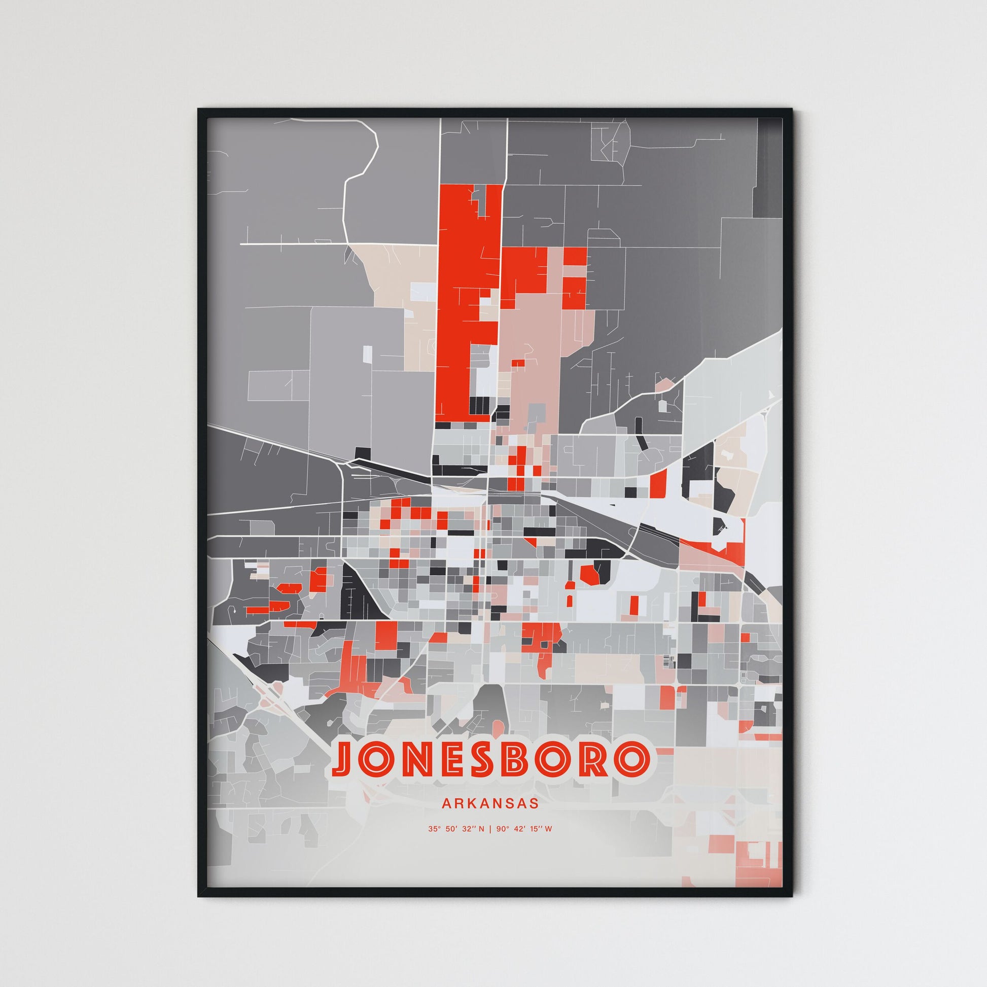 Colorful Jonesboro Arkansas Fine Art Map Modern Expressive