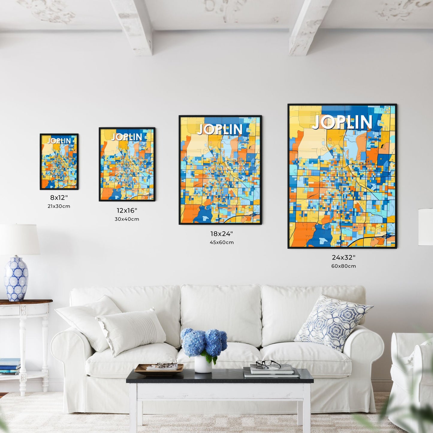 JOPLIN MISSOURI Vibrant Colorful Art Map Poster Blue Orange