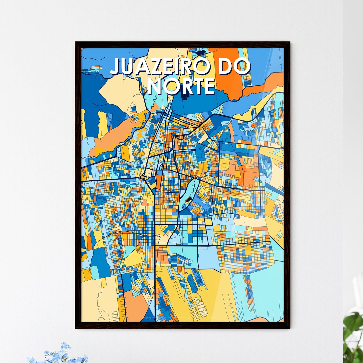 JUAZEIRO DO NORTE BRAZIL Vibrant Colorful Art Map Poster Blue Orange