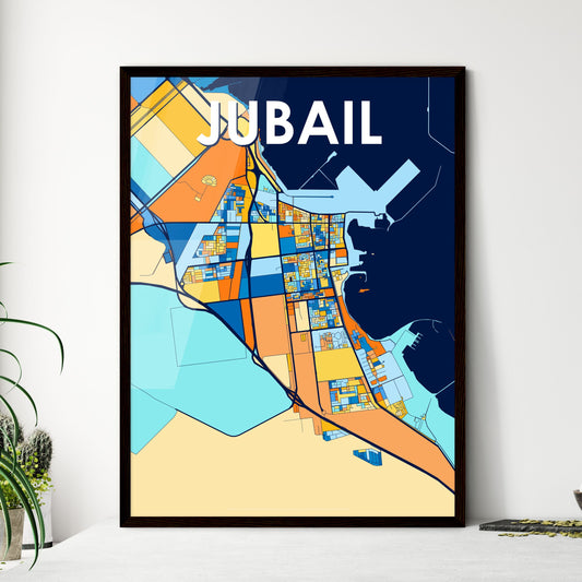 JUBAIL SAUDI ARABIA Vibrant Colorful Art Map Poster Blue Orange