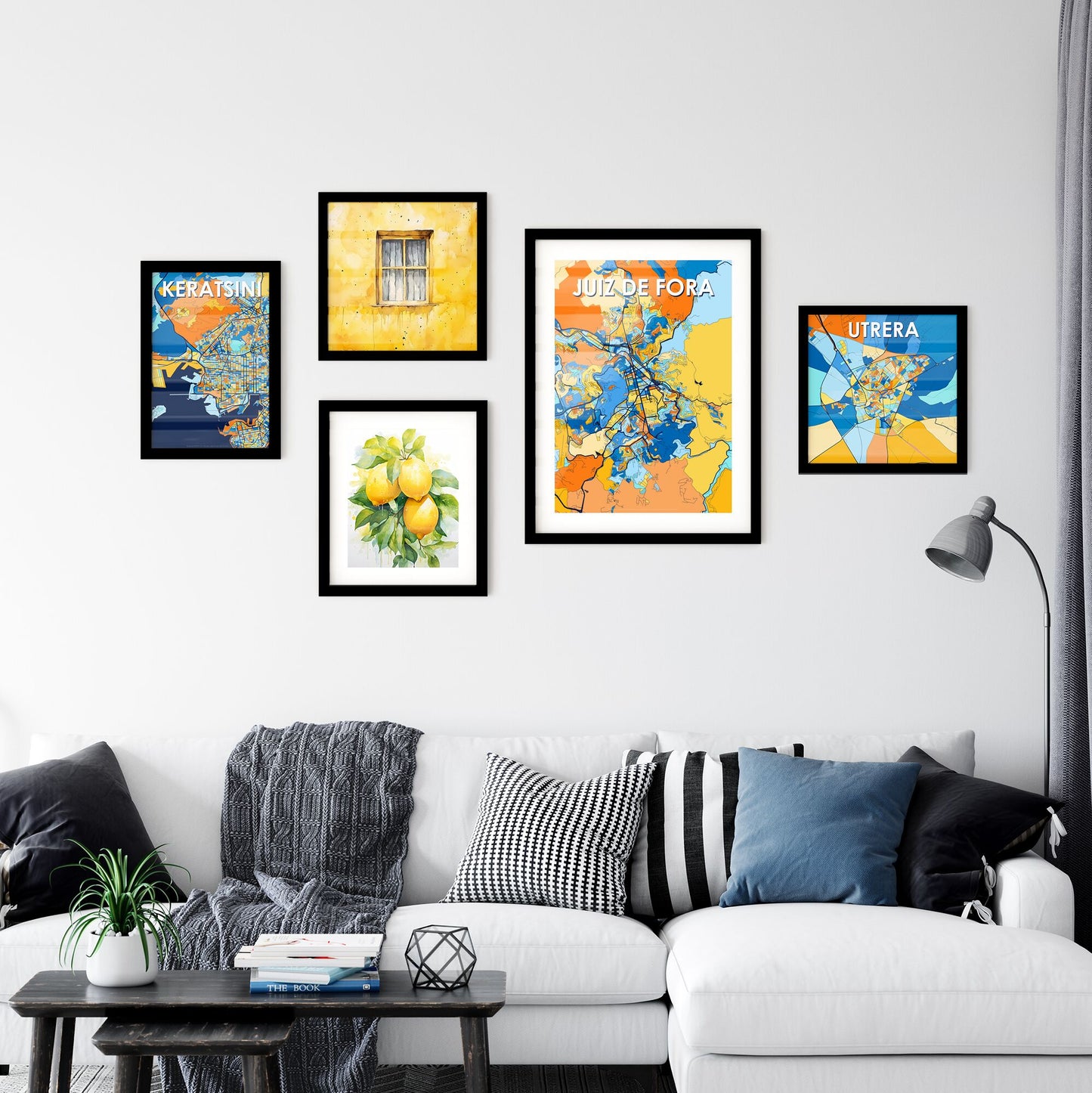 JUIZ DE FORA BRAZIL Vibrant Colorful Art Map Poster Blue Orange