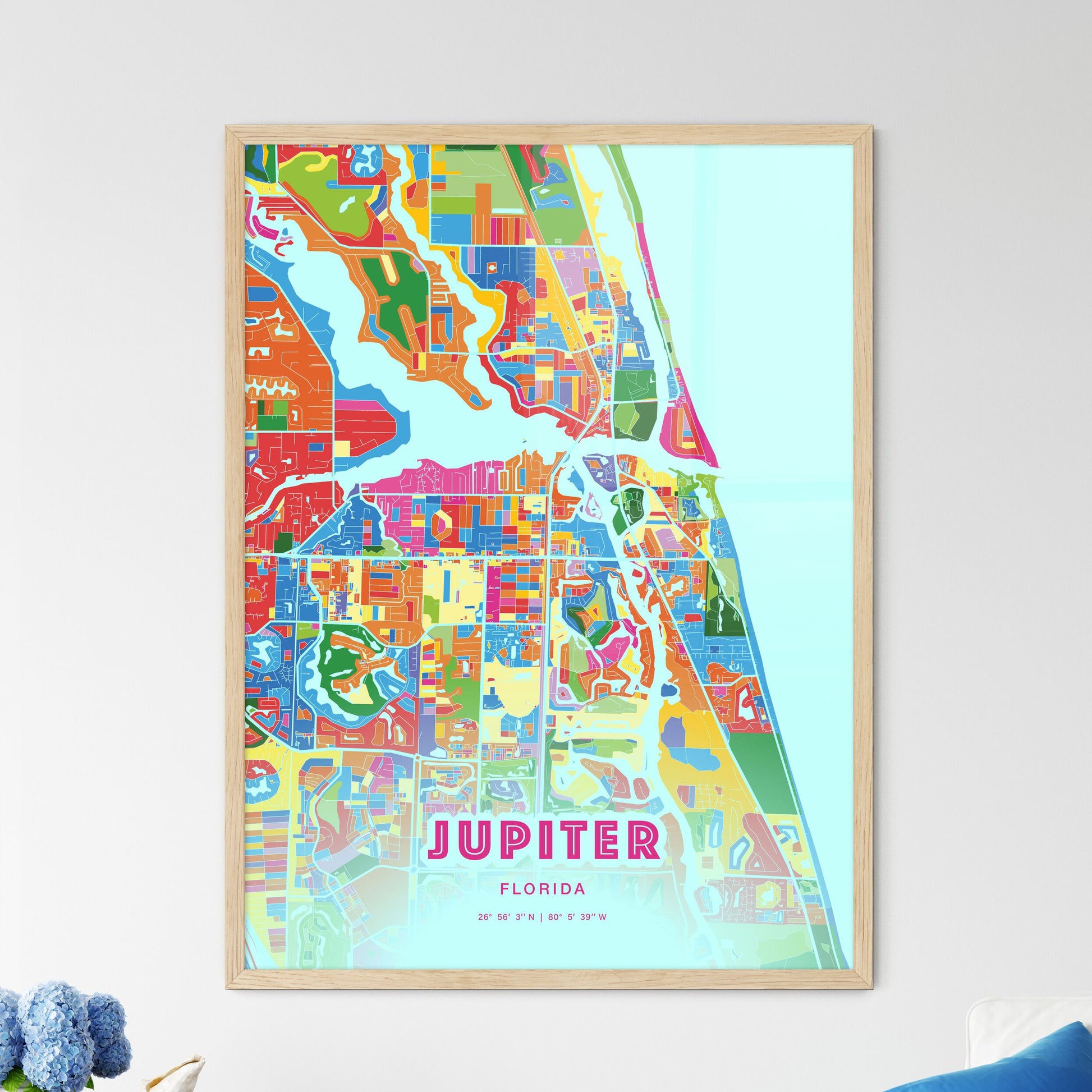 Colorful Jupiter Florida Fine Art Map Crazy Colors