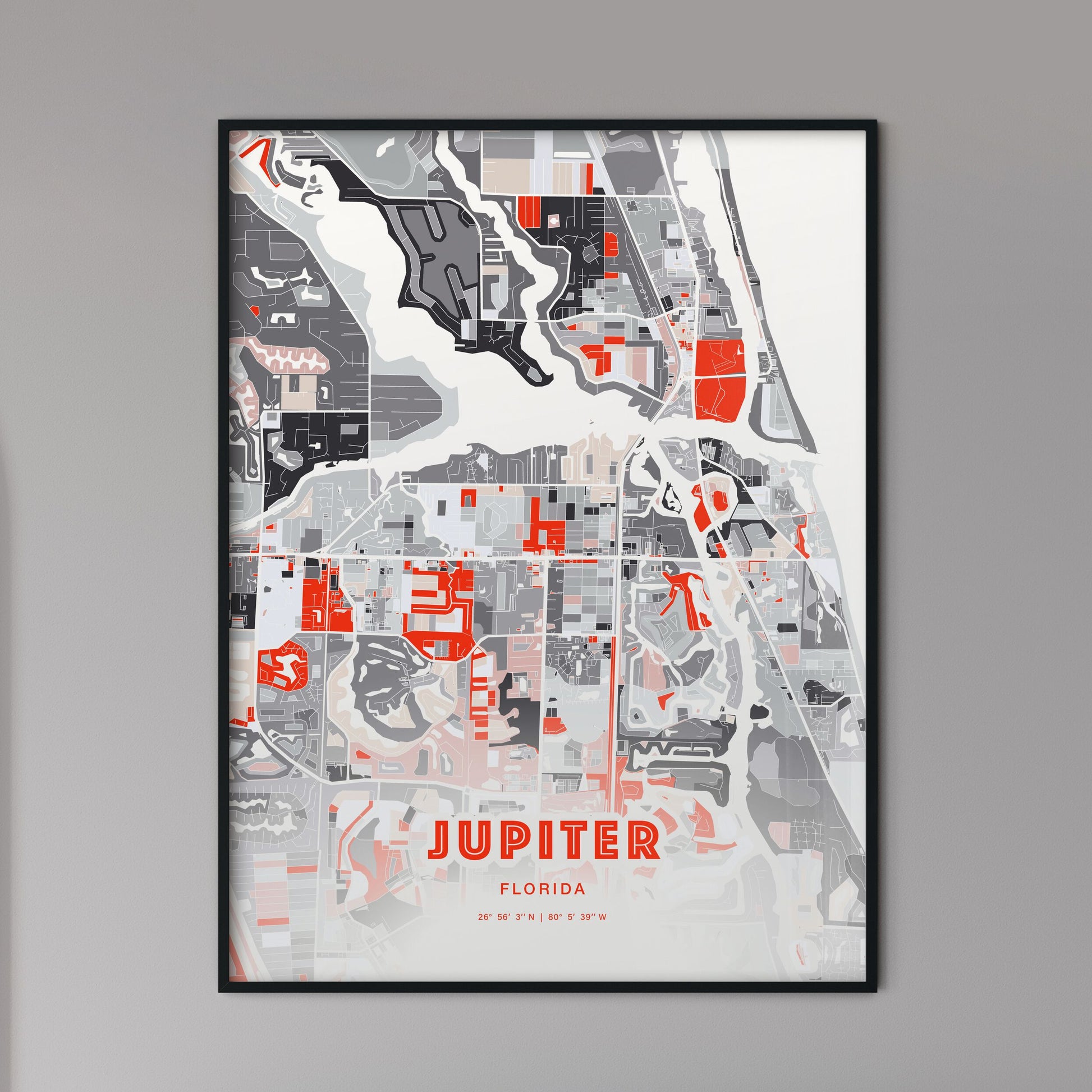Colorful Jupiter Florida Fine Art Map Modern Expressive