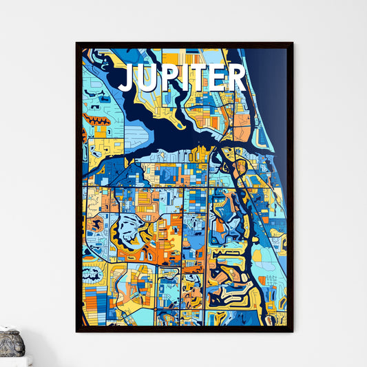 JUPITER FLORIDA Vibrant Colorful Art Map Poster Blue Orange