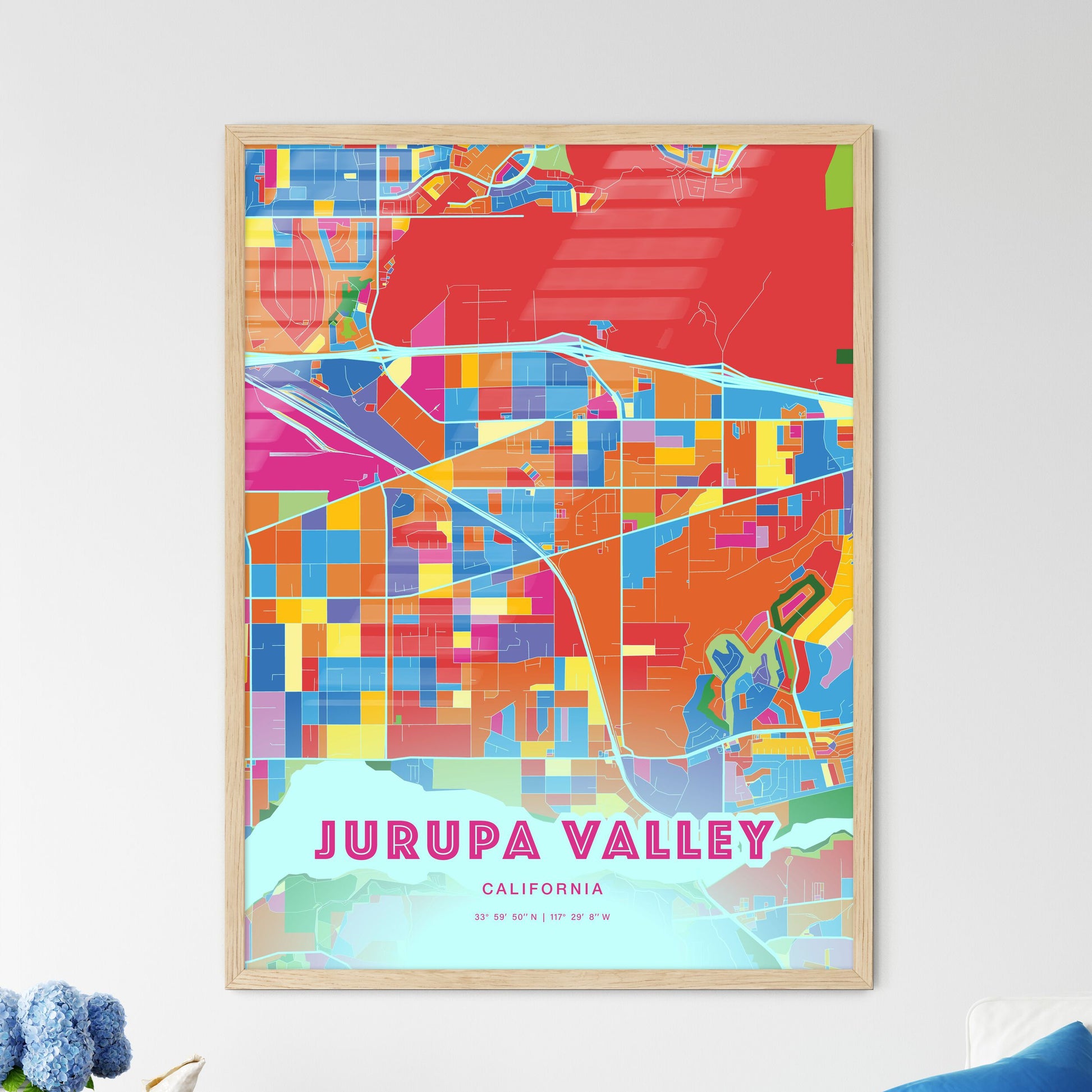 Colorful Jurupa Valley California Fine Art Map Crazy Colors