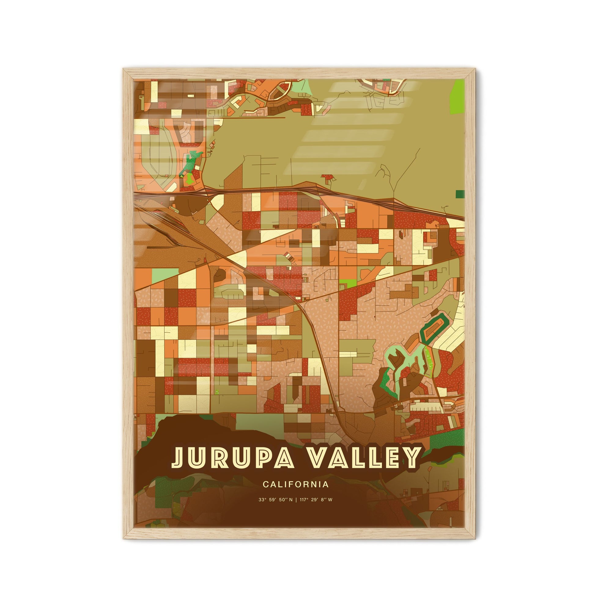 Colorful Jurupa Valley California Fine Art Map Farmhouse