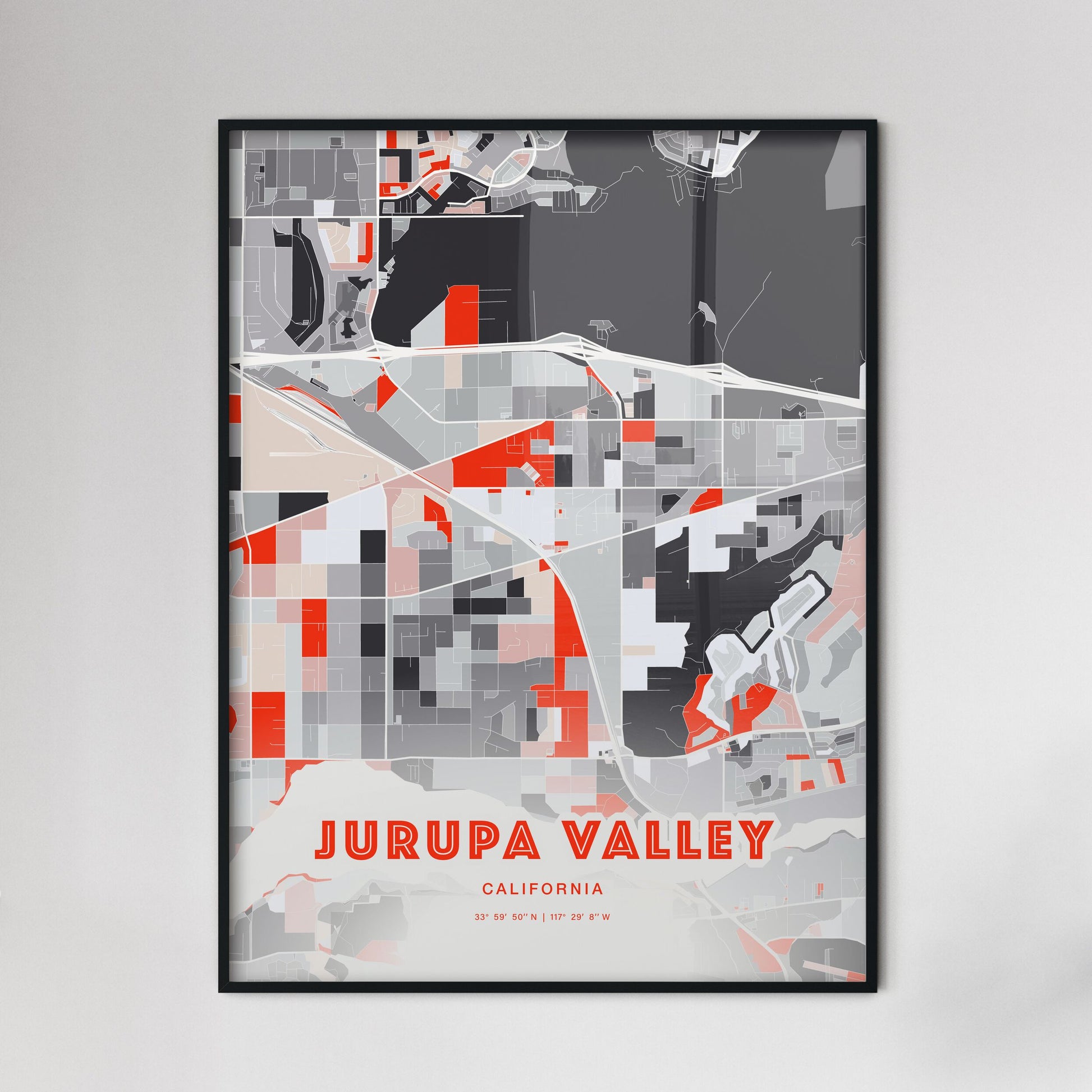 Colorful Jurupa Valley California Fine Art Map Modern Expressive