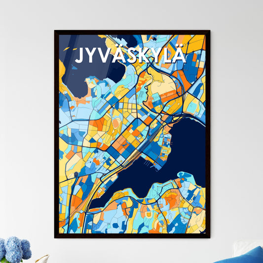 JYVÄSKYLÄ FINLAND Vibrant Colorful Art Map Poster Blue Orange