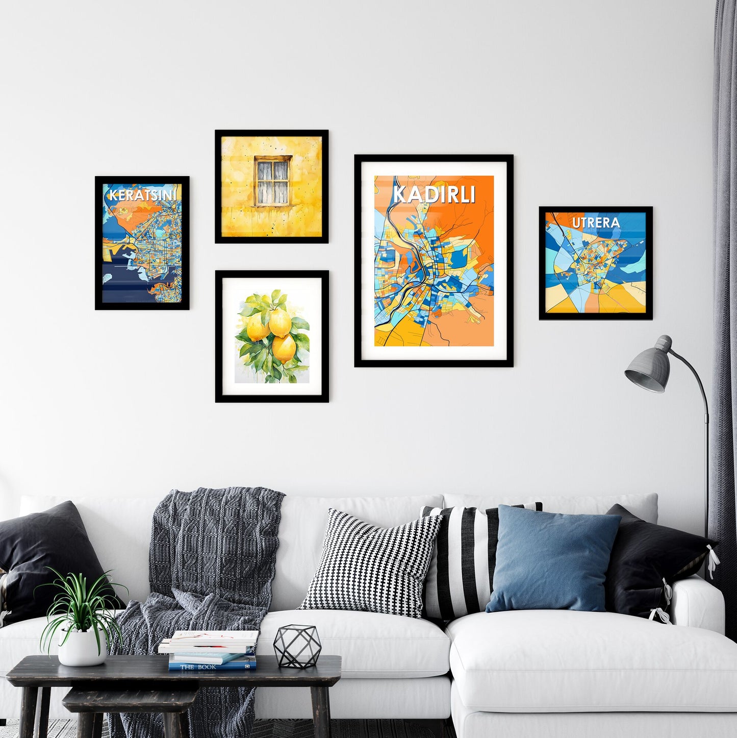 KADIRLI TURKEY Vibrant Colorful Art Map Poster Blue Orange