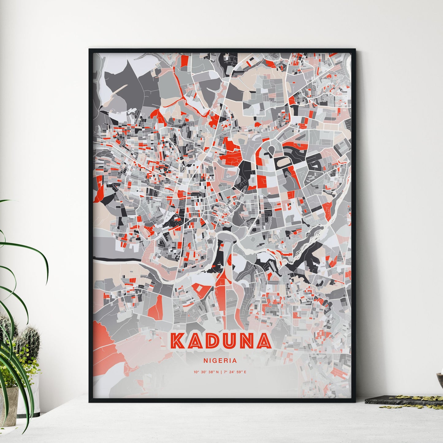 Colorful Kaduna Nigeria Fine Art Map Modern Expressive