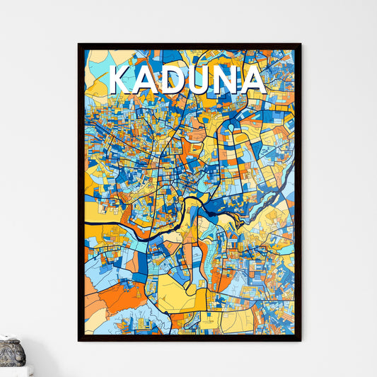 KADUNA NIGERIA Vibrant Colorful Art Map Poster Blue Orange