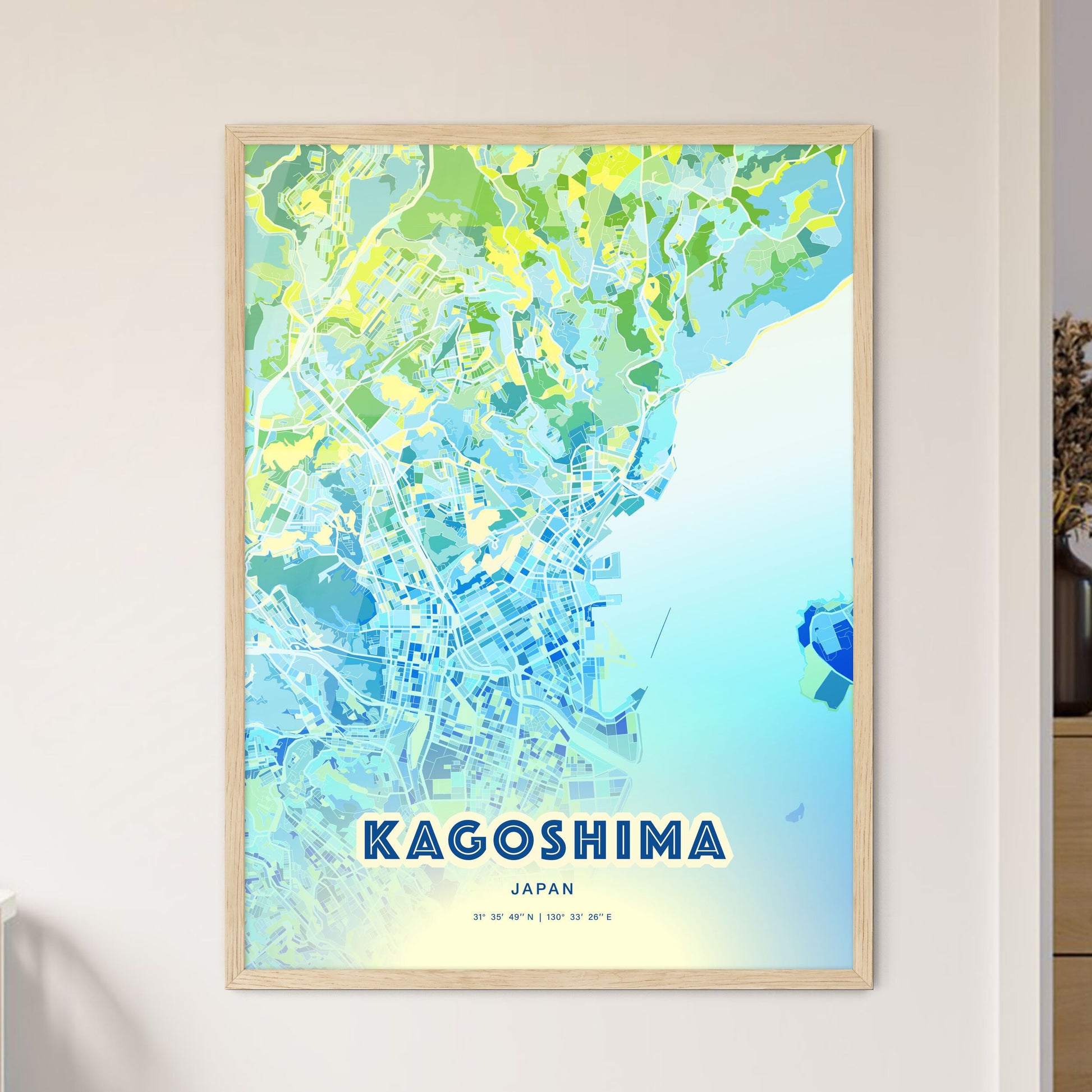 Colorful Kagoshima Japan Fine Art Print Cool Blue