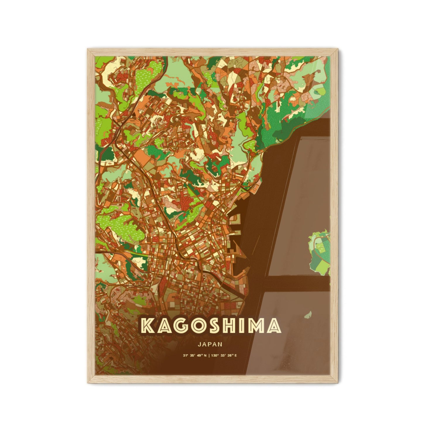 Colorful Kagoshima Japan Fine Art Map Farmhouse