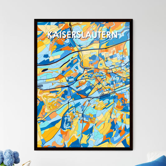 KAISERSLAUTERN GERMANY Vibrant Colorful Art Map Poster Blue Orange