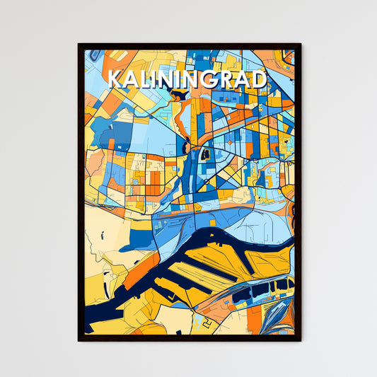KALININGRAD RUSSIA Vibrant Colorful Art Map Poster Blue Orange
