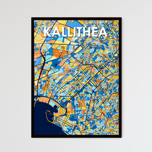 KALLITHEA GREECE Vibrant Colorful Art Map Poster Blue Orange