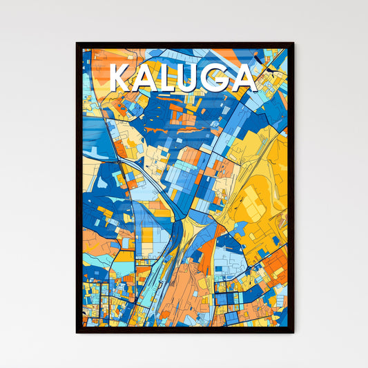 KALUGA RUSSIA Vibrant Colorful Art Map Poster Blue Orange