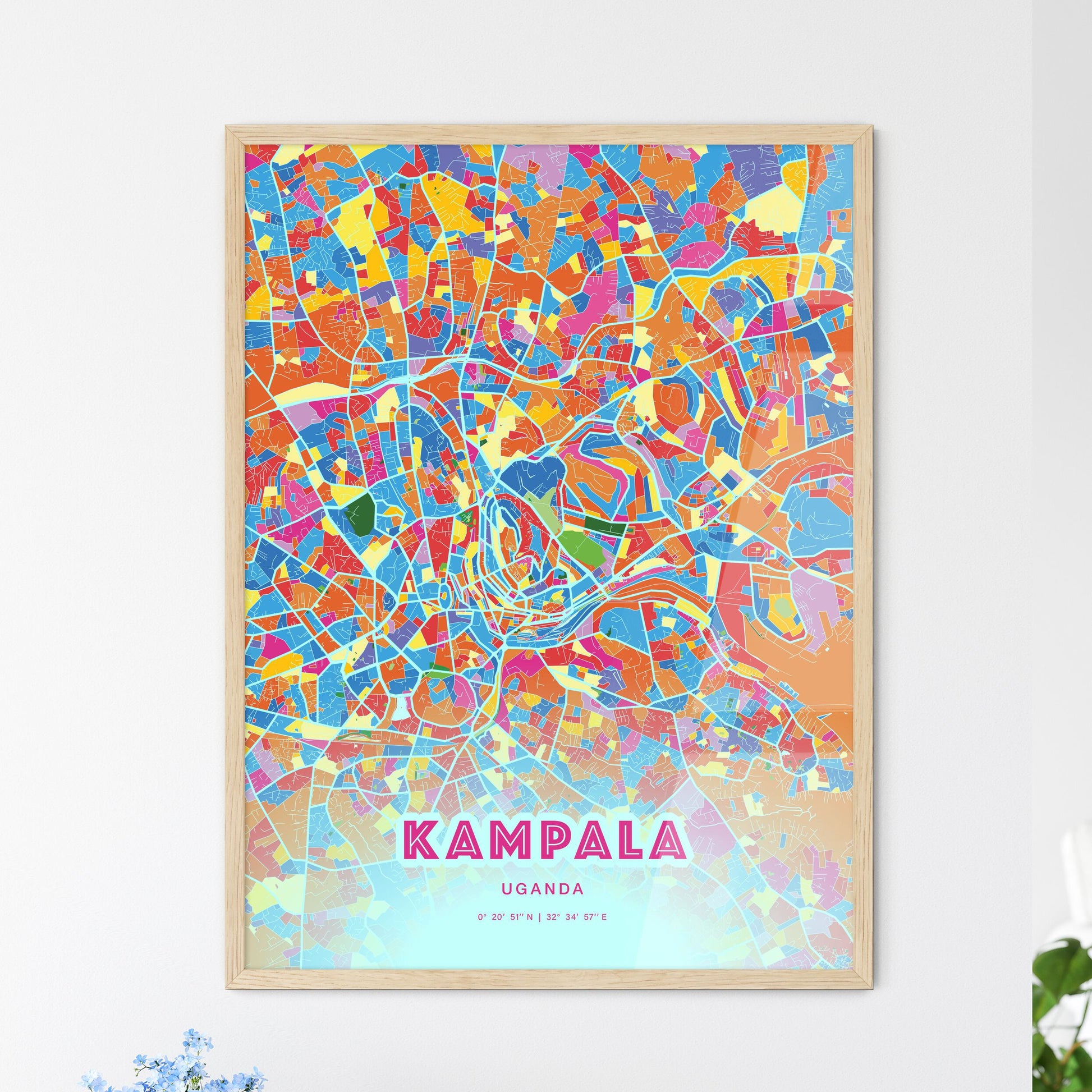 Colorful Kampala Uganda Fine Art Map Crazy Colors