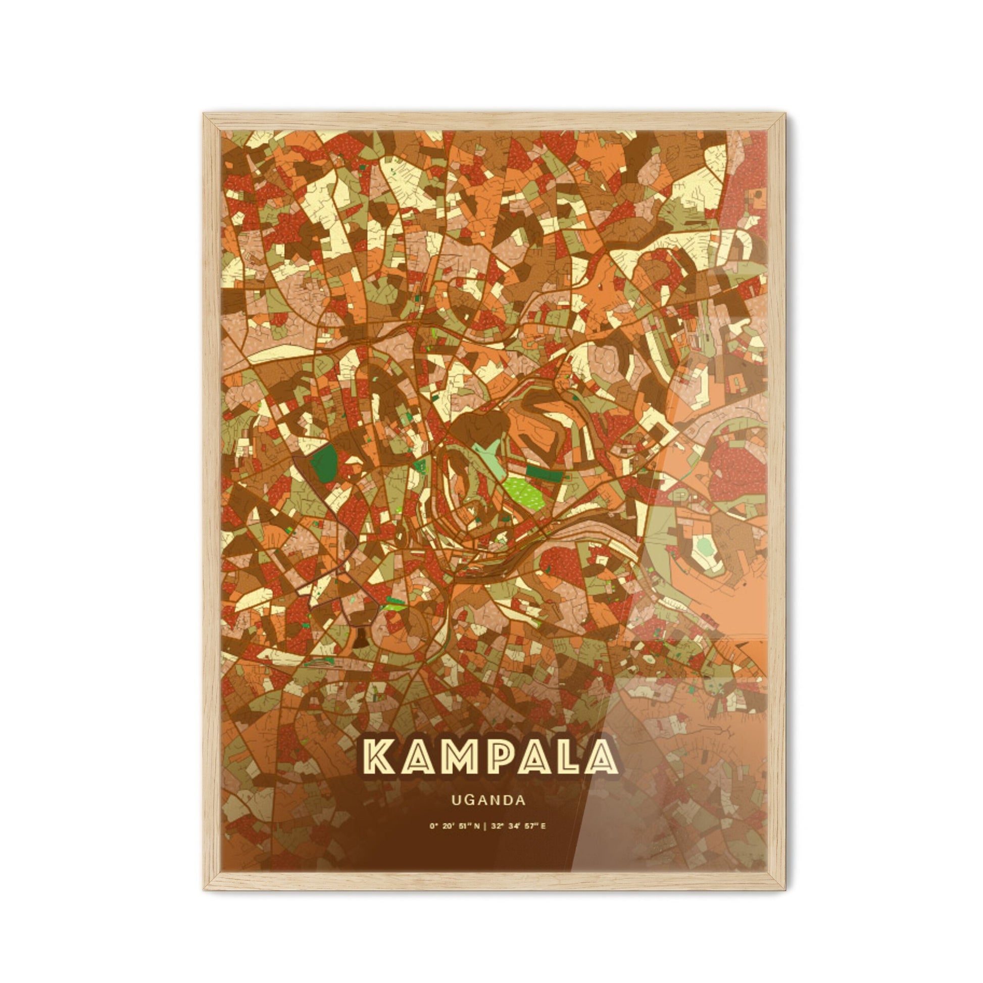 Colorful Kampala Uganda Fine Art Map Farmhouse