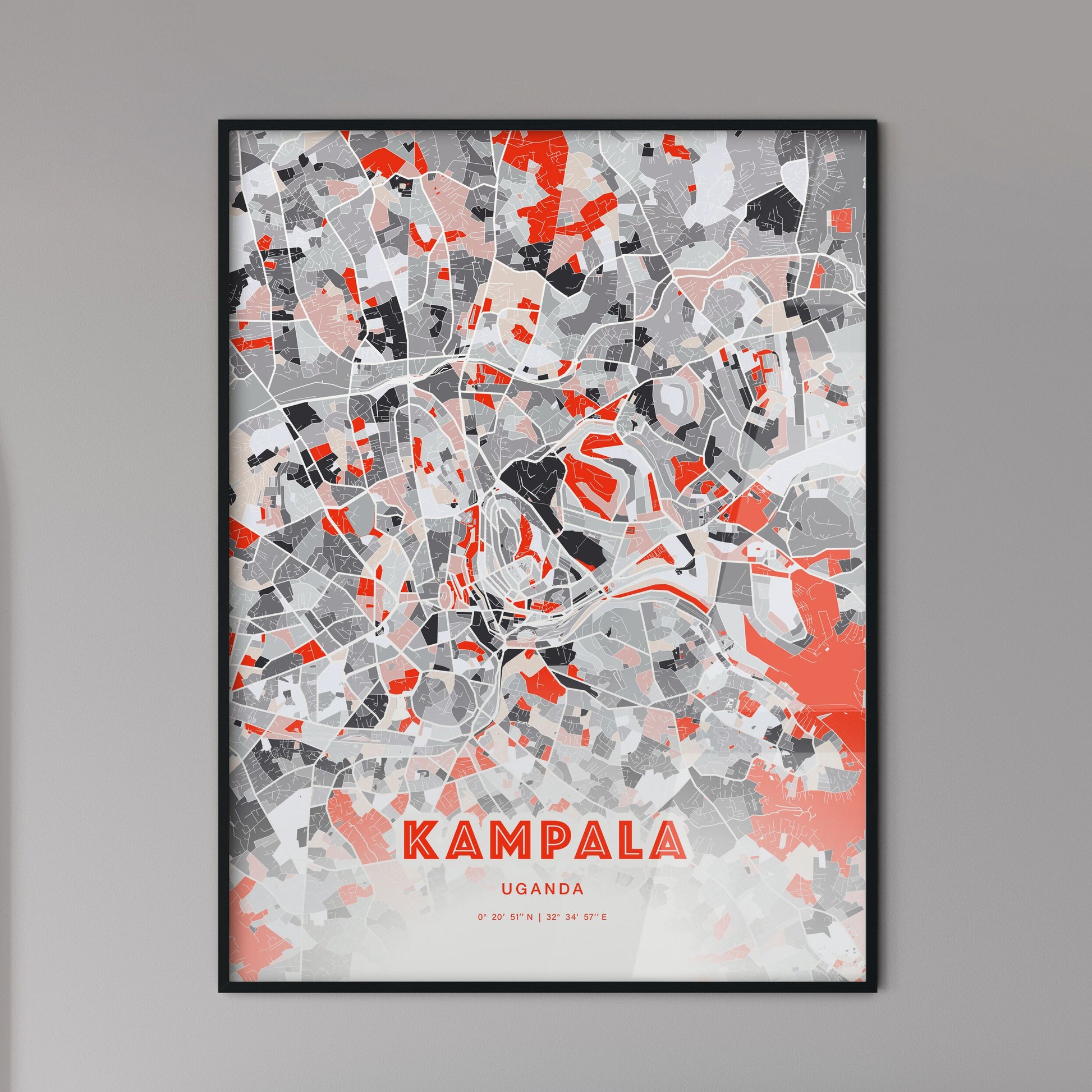 Colorful Kampala Uganda Fine Art Map Modern Expressive