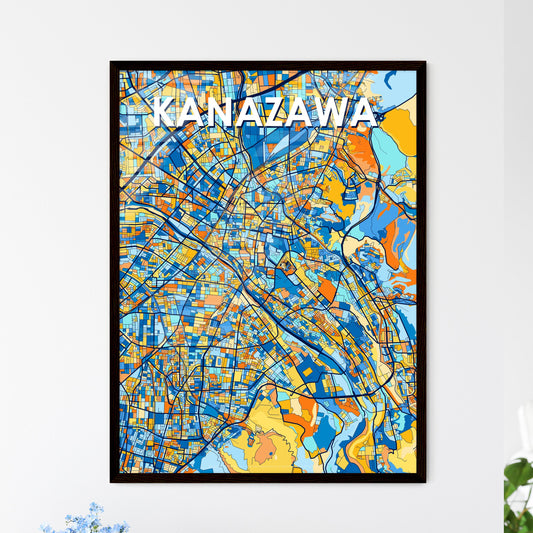 KANAZAWA JAPAN Vibrant Colorful Art Map Poster Blue Orange