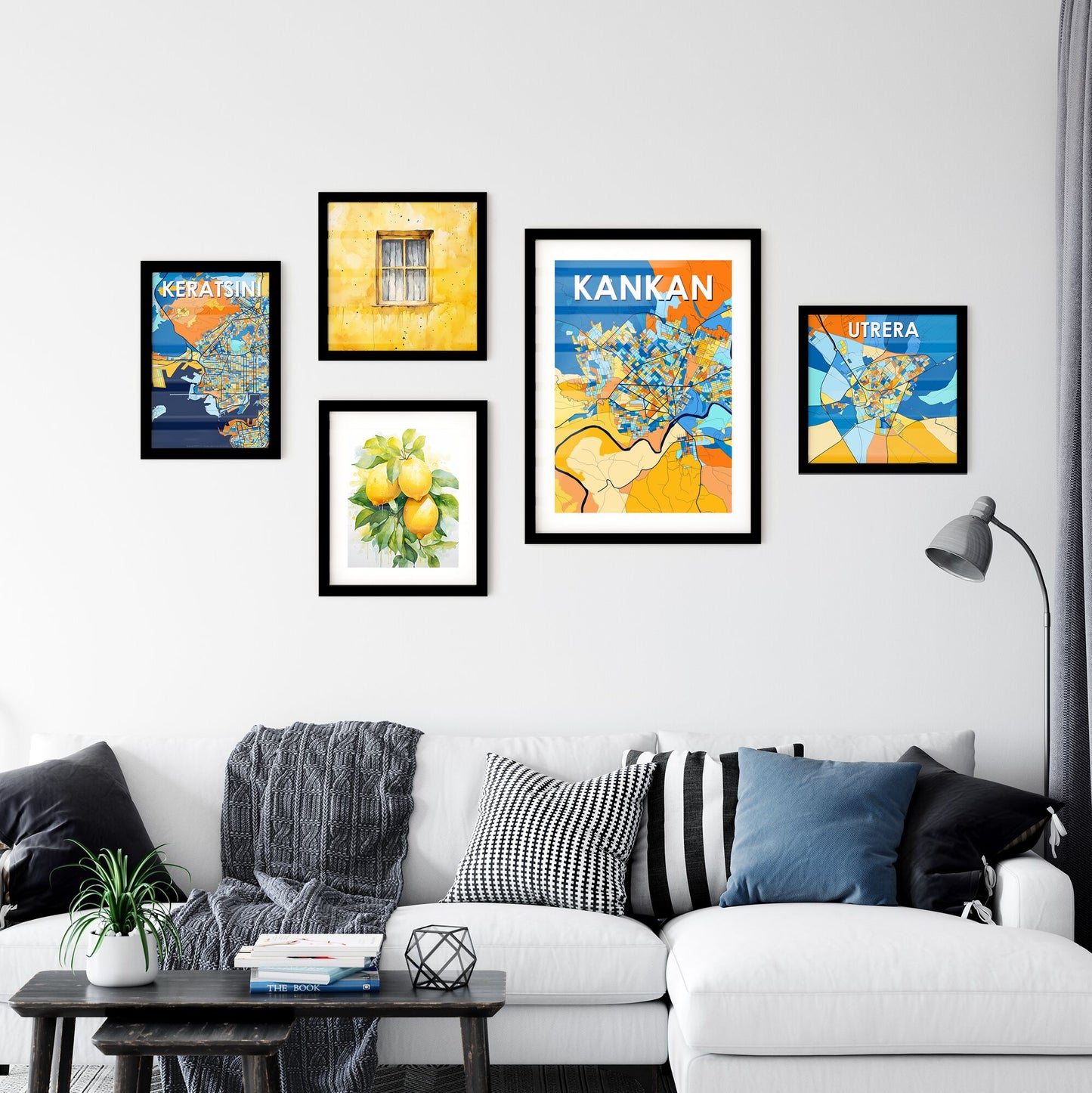 KANKAN GUINEA Vibrant Colorful Art Map Poster Blue Orange