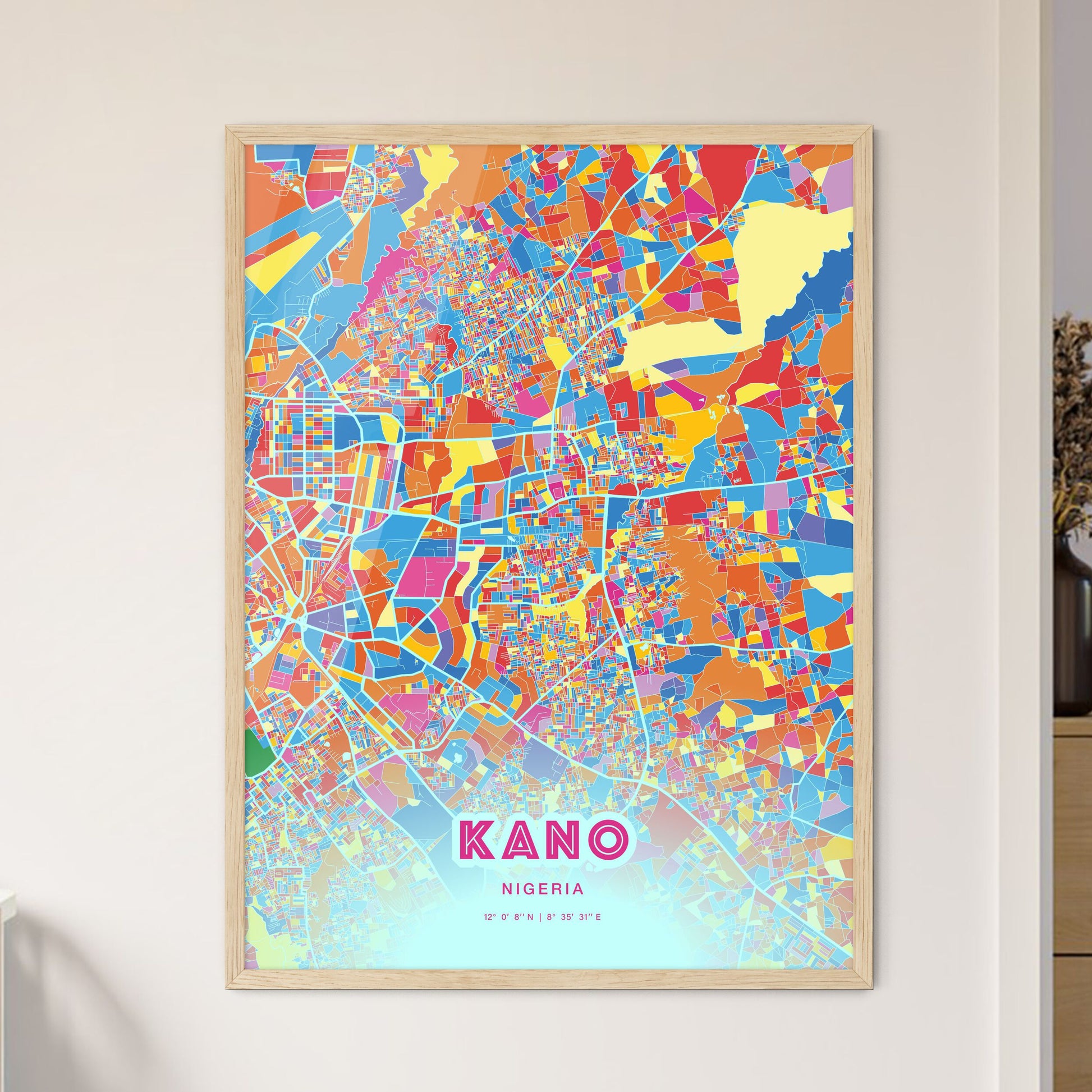 Colorful Kano Nigeria Fine Art Map Crazy Colors