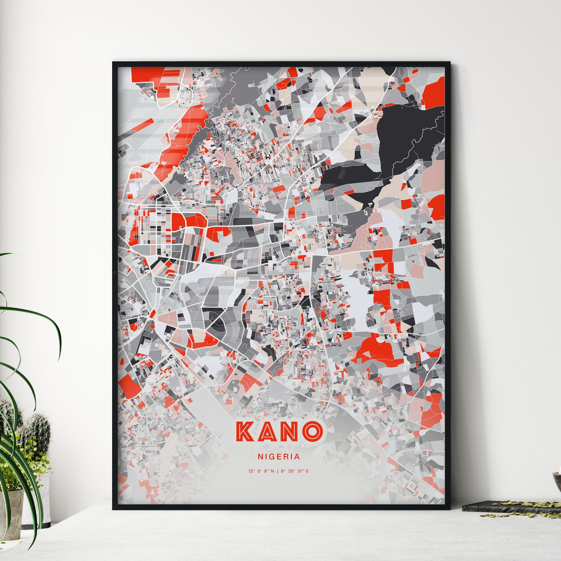 Colorful Kano Nigeria Fine Art Map Modern Expressive