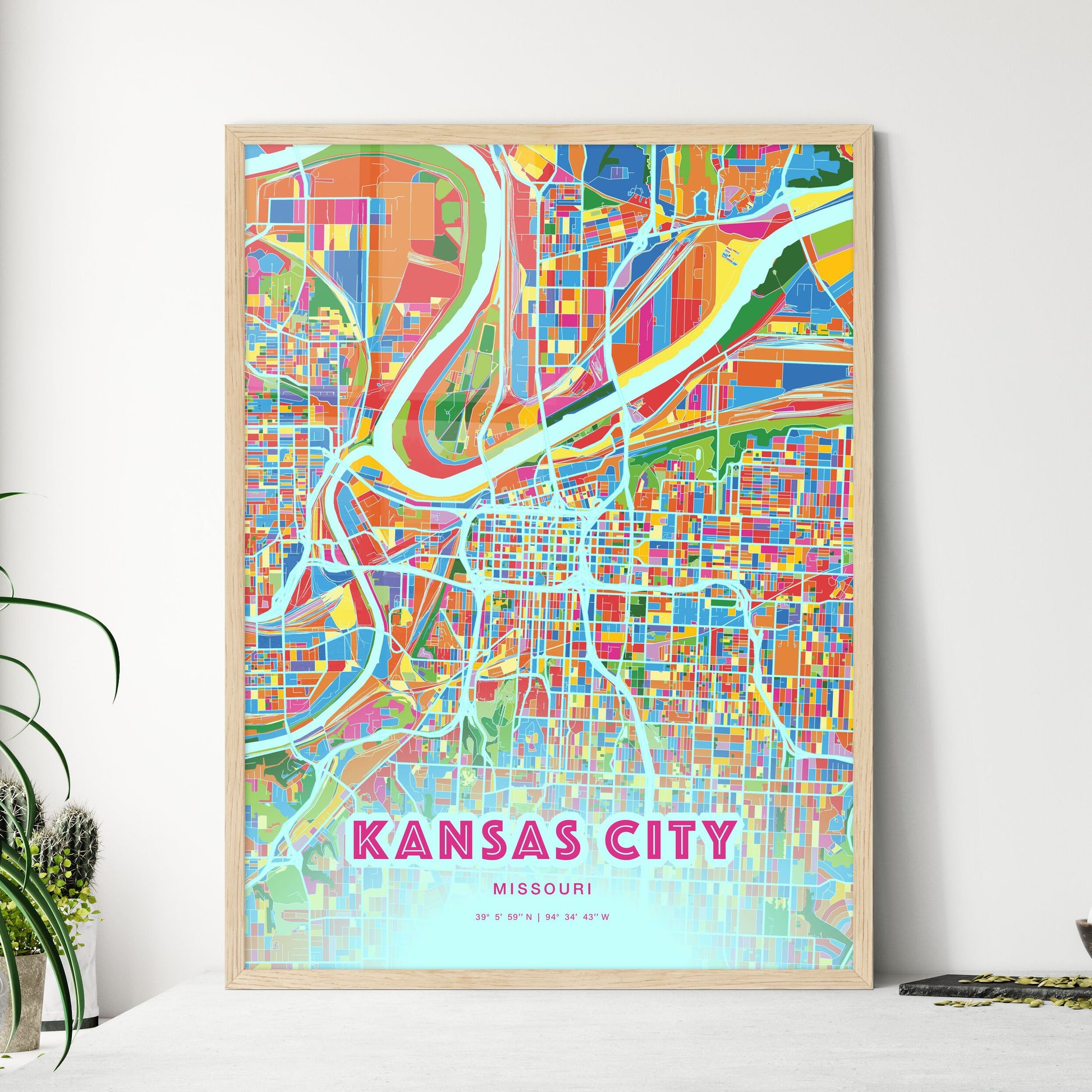 Colorful Kansas City Missouri Fine Art Map Crazy Colors