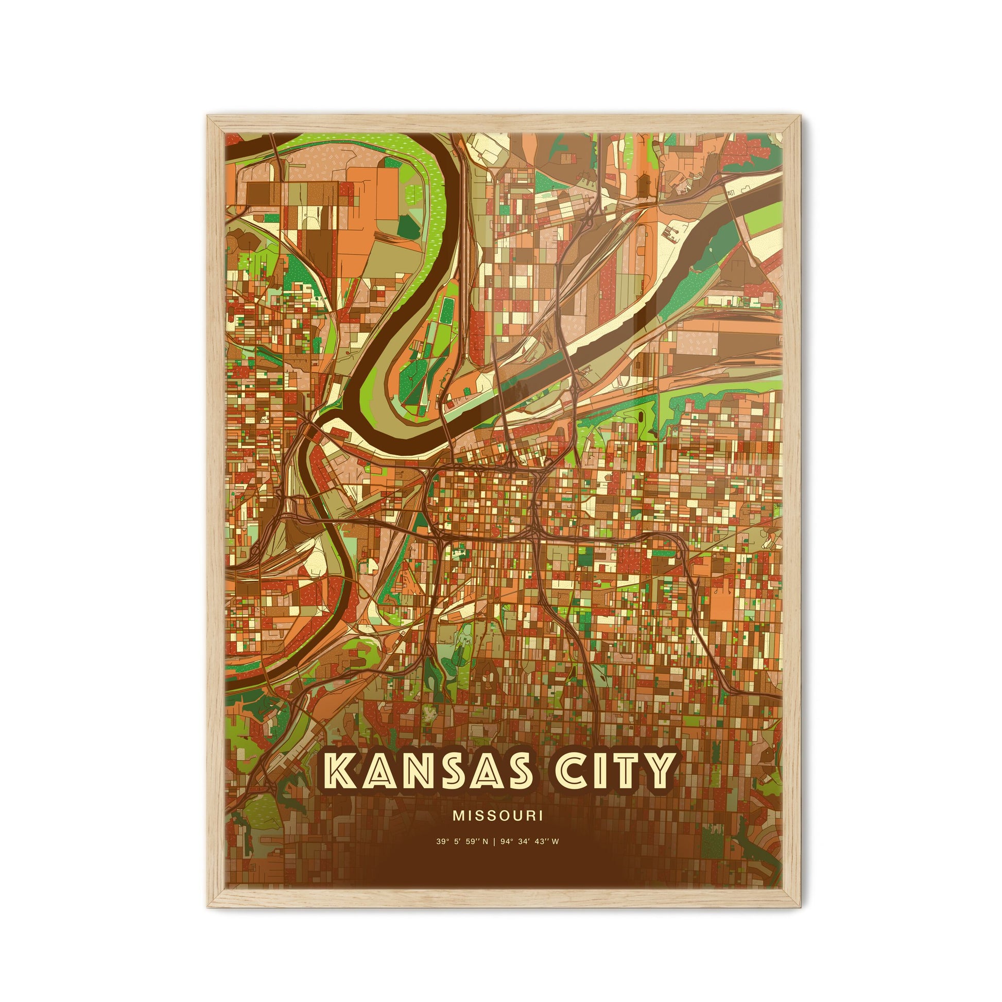 Colorful Kansas City Missouri Fine Art Map Farmhouse